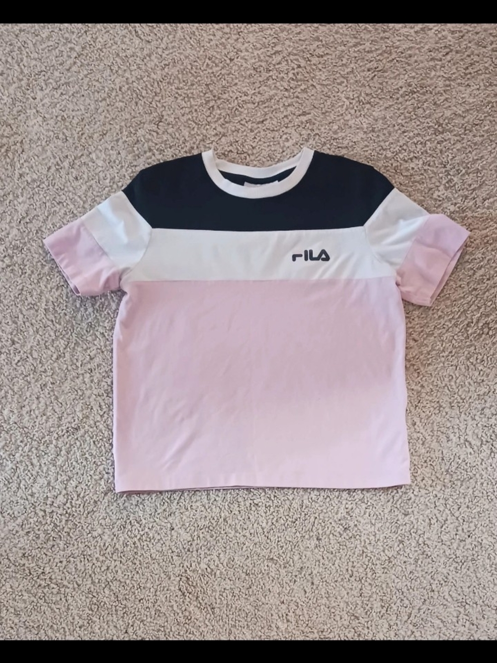 Fila Pink, White & Black Colorblock Short Sleeve Tee